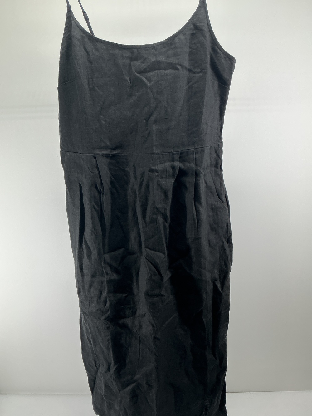 100% European Linen Scoop Neck Midi Dress